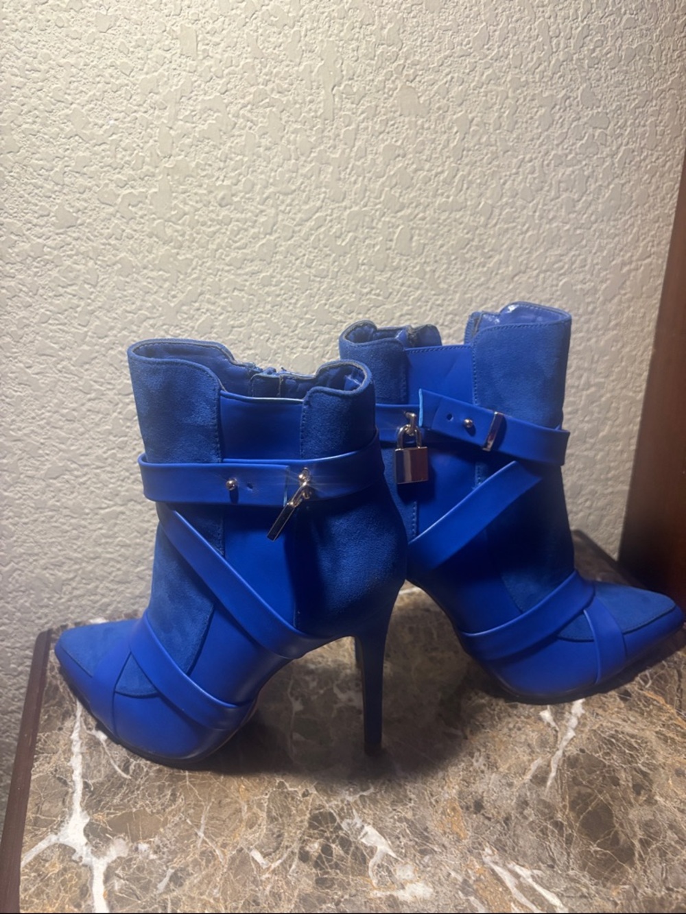 Shoe Dazzle Electric Blue Pointed-Toe Ankle Boots - Picture 5 of 5